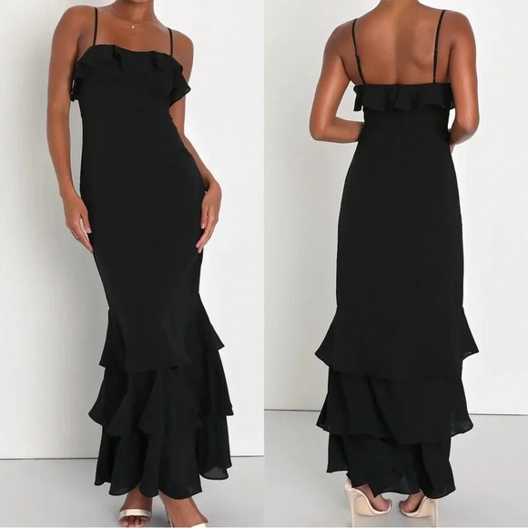 Lulus Dresses & Skirts - NWOT Lulus Lively Evenings Black Sleeveless Tiered Maxi Dress